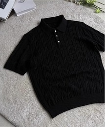 DOUBLE STEAL（ダブルスティール）の「DSケーブル編みニットポロ（ポロシャツ）」