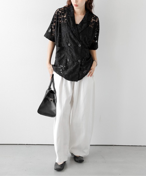AMELY（エミリー）の「フラワーシアーダブルジャケット（その他アウター・レディース・ホワイト/ブラック・フリー）」の8枚目の写真