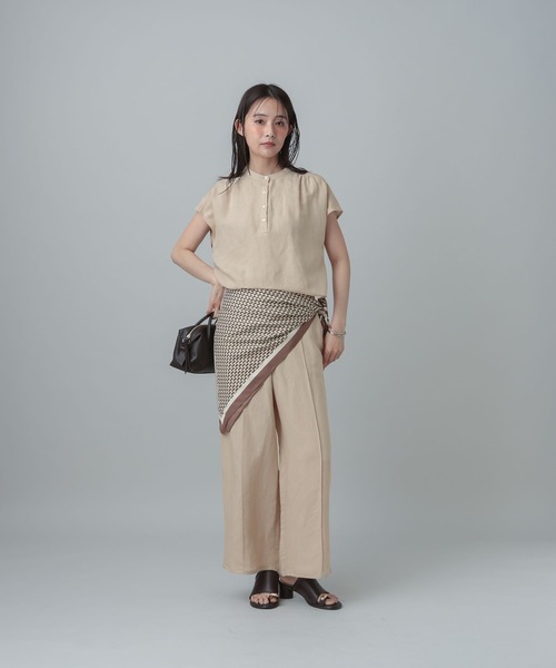 GLOBAL WORK（グローバルワーク）の「MATINEE LINE/ラミーフレンチSLシャツ/678456（シャツ/ブラウス・レディース・ブラック/レオパード/ベージュ・LARGE/MEDIUM）」の6枚目の写真