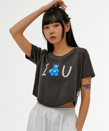 ブルーベア、ラブユー ラウンドヘム クロップ 半袖Tシャツ ACR505 (ダークグレー)