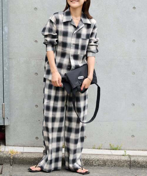 OUTDOOR PRODUCTS(アウトドアプロダクツ)の「PLAIDパターンオープンカラーシャツ(シャツ/ブラウス・レディース・カーキ/ブラック・FREE)」の8枚目の写真