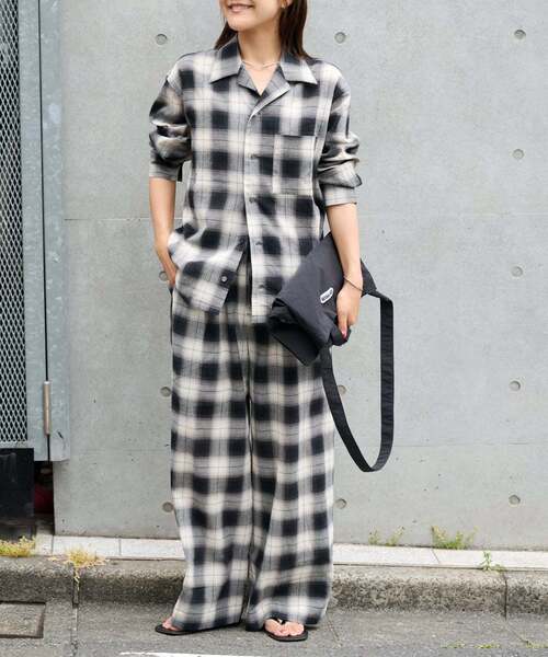 OUTDOOR PRODUCTS(アウトドアプロダクツ)の「PLAIDパターンオープンカラーシャツ(シャツ/ブラウス・レディース・カーキ/ブラック・FREE)」の9枚目の写真