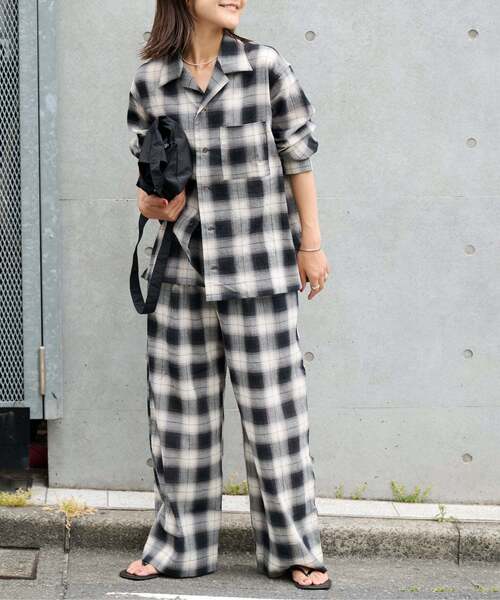 OUTDOOR PRODUCTS(アウトドアプロダクツ)の「PLAIDパターンオープンカラーシャツ(シャツ/ブラウス・レディース・カーキ/ブラック・FREE)」の10枚目の写真