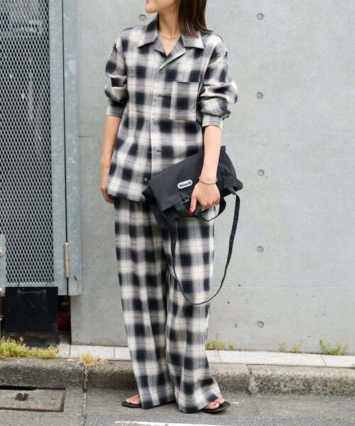 OUTDOOR PRODUCTS(アウトドアプロダクツ)の「PLAIDパターンオープンカラーシャツ(シャツ/ブラウス・レディース・カーキ/ブラック・FREE)」の14枚目の写真