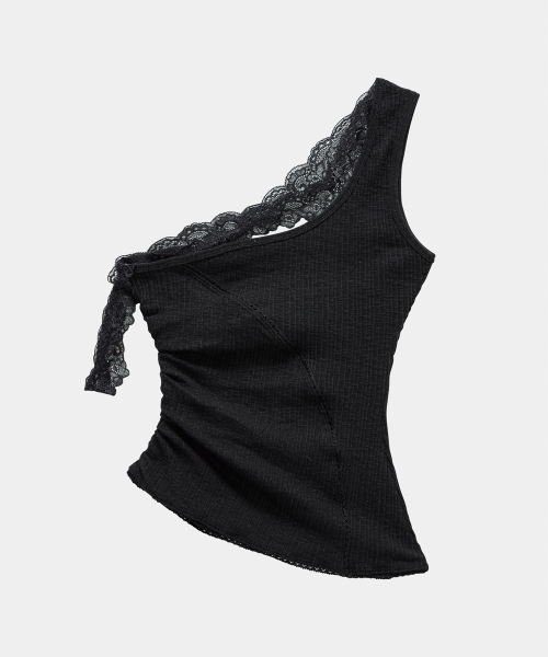 ETRE AU SOMMET(エトレオソメ)の「Lace One-Shoulder Shirring Top (Black)(Tシャツ/カットソー・レディース・その他・FREE)」の3枚目の写真