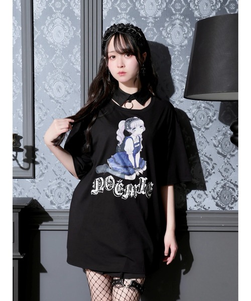 NOEMIE(ノエミー)の「ロンリードール襟付きTシャツ(Tシャツ/カットソー・レディース・レッド/ブルー・M)」の1枚目の写真