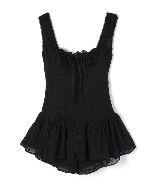 M DOLLY（エムドリー）の「Flower eyelet peplum set up/フラワーアイレットペプラムセットアップ（セットアップ・レディース・ホワイト/ブラック・FREE）」の16枚目の写真