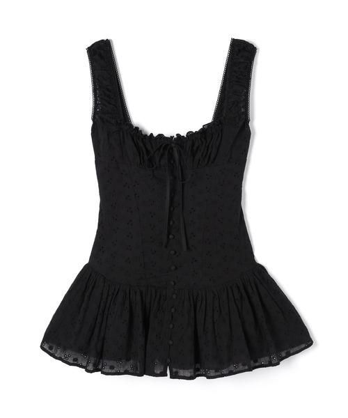 M DOLLY（エムドリー）の「Flower eyelet peplum set up/フラワーアイレットペプラムセットアップ（セットアップ・レディース・ホワイト/ブラック・FREE）」の22枚目の写真