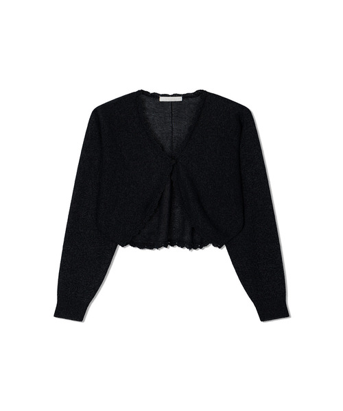 Yuje(ユジェ)の「SHEER KNOT CARDIGAN (3color)(カーディガン/ボレロ・レディース・ホワイト/ブラック/ベージュ・FREE)」の2枚目の写真