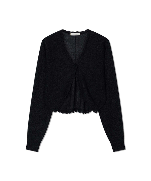 Yuje(ユジェ)の「SHEER KNOT CARDIGAN (3color)(カーディガン/ボレロ・レディース・ホワイト/ブラック/ベージュ・FREE)」の6枚目の写真