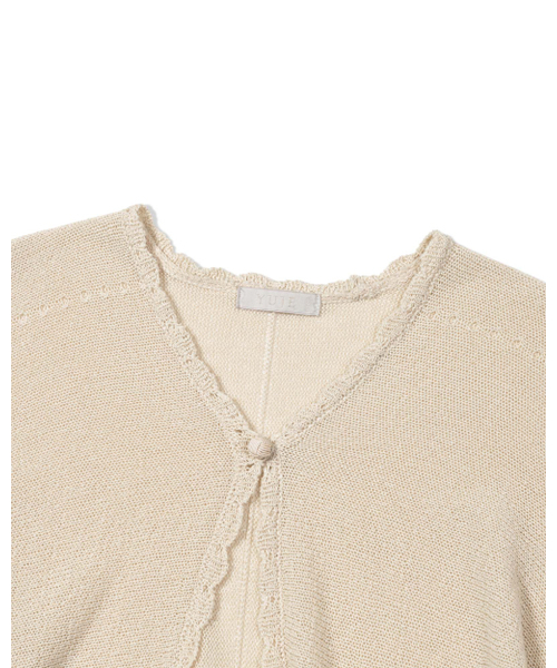 Yuje(ユジェ)の「SHEER KNOT CARDIGAN (3color)(カーディガン/ボレロ・レディース・ホワイト/ブラック/ベージュ・FREE)」の8枚目の写真