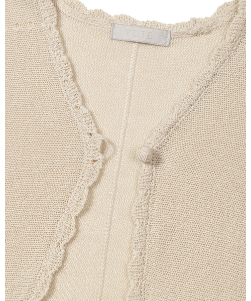 Yuje(ユジェ)の「SHEER KNOT CARDIGAN (3color)(カーディガン/ボレロ・レディース・ホワイト/ブラック/ベージュ・FREE)」の9枚目の写真