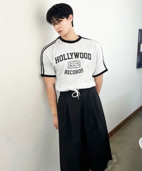 NOWLE(ノウル)の「【NOWLE】カレッジグラフィック リンガー半袖Tシャツ / レトロスポーツライン ハリウッドレコード トップス(Tシャツ/カットソー・メンズ・グレー・X-LARGE/LARGE/MEDIUM)」の14枚目の写真