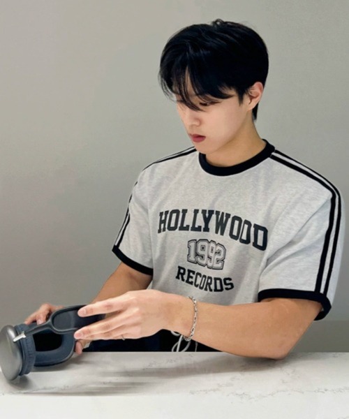 NOWLE(ノウル)の「【NOWLE】カレッジグラフィック リンガー半袖Tシャツ / レトロスポーツライン ハリウッドレコード トップス(Tシャツ/カットソー・メンズ・グレー・X-LARGE/LARGE/MEDIUM)」の17枚目の写真