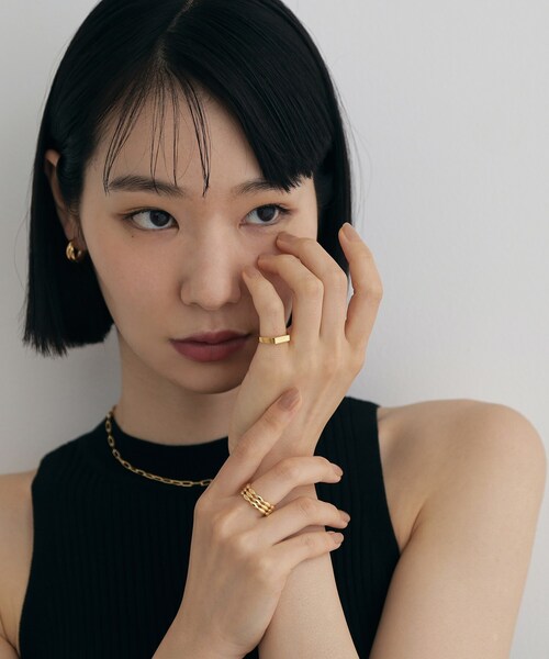 COCOSHNIK ONKITSCH(ココシュニックオンキッチュ)の「シルバー レクタングルシグネットピンキーリングGP(リング・レディース・クリア・03/05)」の6枚目の写真