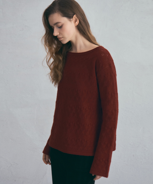 OURNOSTALGIA（アワー ノスタルジア）の「Mild Bloom Knit_2color(OC25-KN25)（ニット/セーター・レディース・アイボリー/レッド・FREE）」の12枚目の写真
