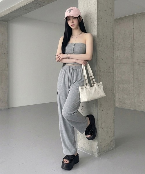 non-hedge（ノンヘッジ）の「ベアトップワイドパンツセットアップ（セットアップ・レディース・オートミール/グレー/ブラック・FREE）」の20枚目の写真