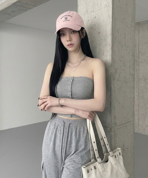 non-hedge（ノンヘッジ）の「ベアトップワイドパンツセットアップ（セットアップ・レディース・オートミール/グレー/ブラック・FREE）」の21枚目の写真
