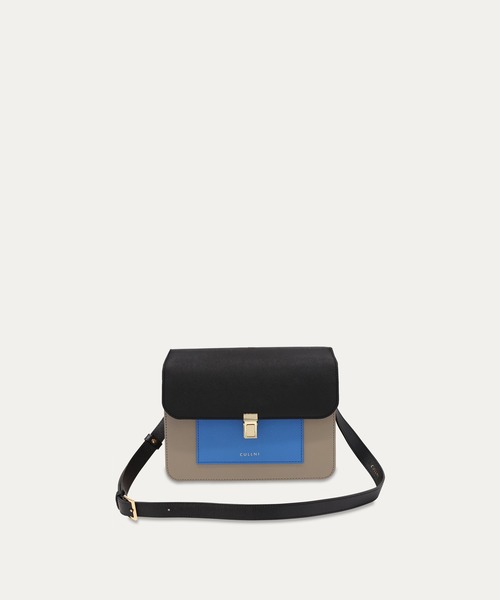 CULLNI(クルニ)の「Leather Tuck Lock Mini Flap Bag(ショルダーバッグ・メンズ・グレー系/ブラック系/ホワイト系/ブラック・ONESIZE)」の4枚目の写真