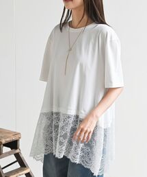 裾レースTシャツ