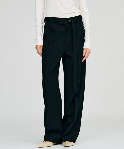 PRANK PROJECT(プランクプロジェクト)の「【2026Autumn Pre-Order】ベルトコンビスリムストレートスラックス / Belt Combination Slim Straight Slacks(スラックス・レディース・カーキ/ブラック・38/36)」の2枚目の写真