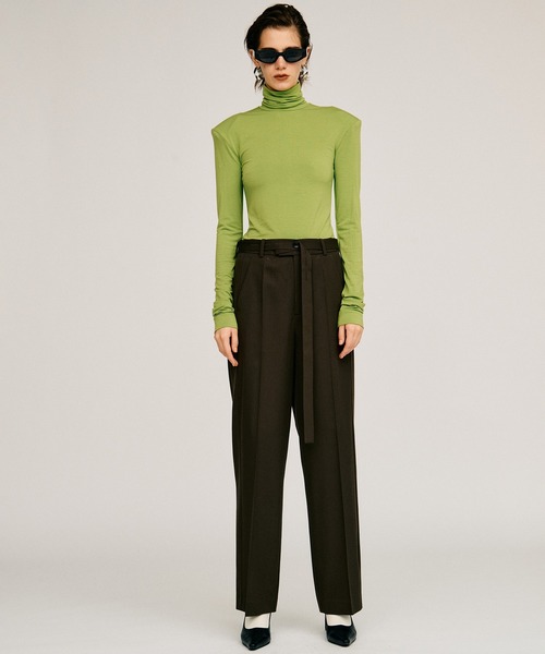 PRANK PROJECT(プランクプロジェクト)の「【2026Autumn Pre-Order】ベルトコンビスリムストレートスラックス / Belt Combination Slim Straight Slacks(スラックス・レディース・カーキ/ブラック・38/36)」の3枚目の写真