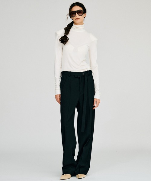 PRANK PROJECT(プランクプロジェクト)の「【2026Autumn Pre-Order】ベルトコンビスリムストレートスラックス / Belt Combination Slim Straight Slacks(スラックス・レディース・カーキ/ブラック・38/36)」の5枚目の写真