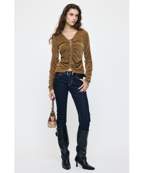 MOUSSY(マウジー)の「【26年AW新作】LOWRISE Rebirth SKINNY(デニムパンツ・レディース・ブラック/ダークブルー/ワンウォッシュ・24inch/26inch/25inch/23inch)」の14枚目の写真