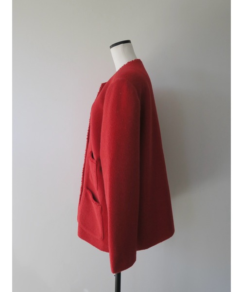 miies miim(ミーエスミーム)の「WOOL OVERSIZED TWEED JACKET(ノーカラージャケット・レディース・レッド・FREE)」の6枚目の写真