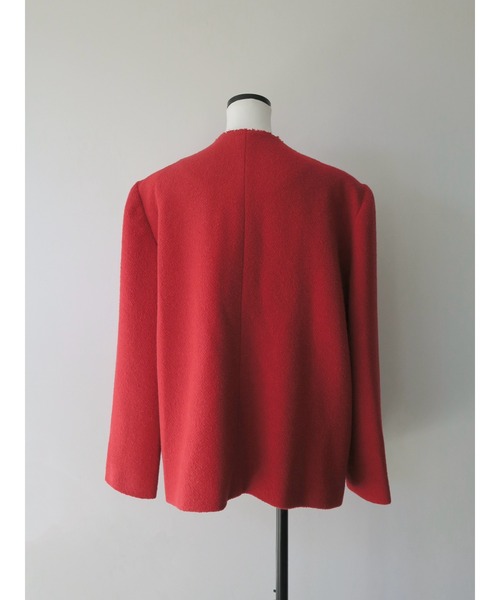 miies miim(ミーエスミーム)の「WOOL OVERSIZED TWEED JACKET(ノーカラージャケット・レディース・レッド・FREE)」の7枚目の写真