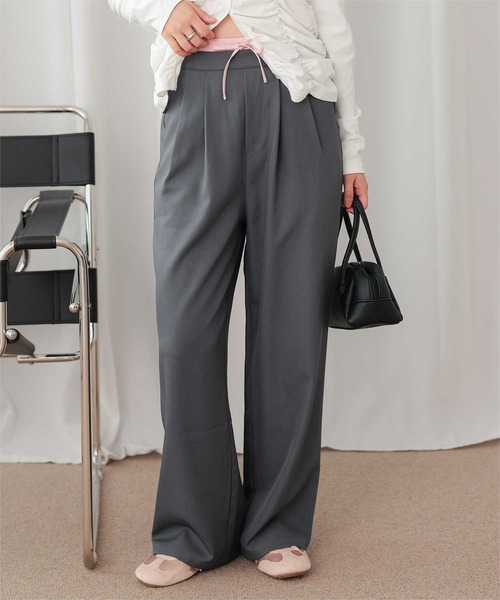 titivate(ティティベイト)の「ウエストレイヤードストレートパンツ(その他パンツ・レディース・ブラック/ベージュ/チャコール/ブラック系その他・M)」の3枚目の写真