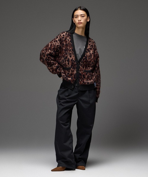 X-girl(エックスガール)の「LEOPARD SHAGGY KNIT CARDIGAN(カーディガン/ボレロ・レディース・ピンク/レオパード・ONE SIZE)」の4枚目の写真