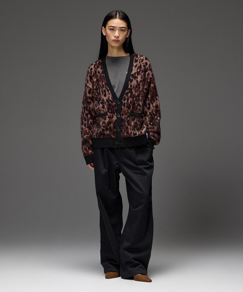 X-girl(エックスガール)の「LEOPARD SHAGGY KNIT CARDIGAN(カーディガン/ボレロ・レディース・ピンク/レオパード・ONE SIZE)」の5枚目の写真