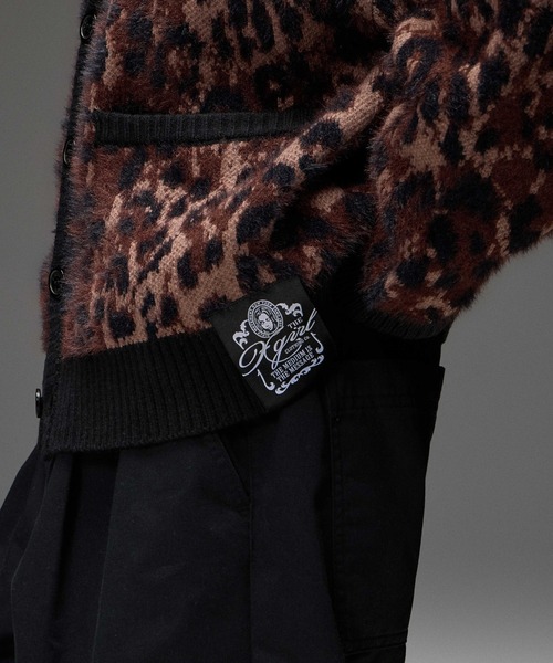 X-girl(エックスガール)の「LEOPARD SHAGGY KNIT CARDIGAN(カーディガン/ボレロ・レディース・ピンク/レオパード・ONE SIZE)」の6枚目の写真