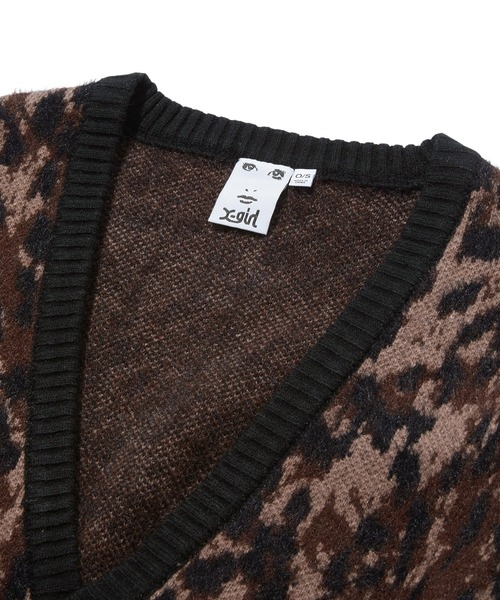 X-girl(エックスガール)の「LEOPARD SHAGGY KNIT CARDIGAN(カーディガン/ボレロ・レディース・ピンク/レオパード・ONE SIZE)」の14枚目の写真