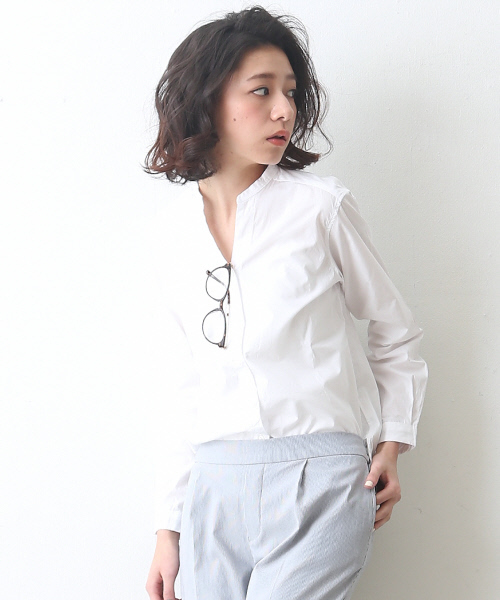 MYSELF ABAHOUSE（マイセルフアバハウス）の「ﾊﾞﾝﾄﾞｶﾗｰｼｬﾂ（シャツ/ブラウス・レディース・ネイビー/ブルー/ホワイト・SMALL/MEDIUM）」の2枚目の写真