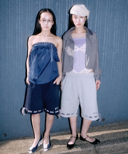 twins(nemne store)(ツインズ)の「2-Way Ribbon Half Pants(その他パンツ・レディース・Navy/グレー・SMALL/MEDIUM)」の3枚目の写真