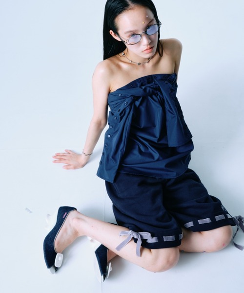 twins(nemne store)(ツインズ)の「2-Way Ribbon Half Pants(その他パンツ・レディース・Navy/グレー・SMALL/MEDIUM)」の10枚目の写真