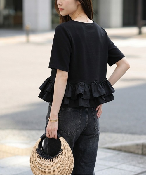 La-gemme(ラジェム)の「ラッフルペプラム プルオーバー(Tシャツ/カットソー・レディース・ブラック/ホワイト/ベージュ・フリー)」の12枚目の写真