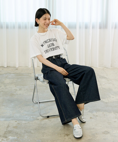 FREAK'S STORE(フリークスストア)の「vintage college logo TEE/ヴィンテージ カレッジロゴTシャツ(Tシャツ/カットソー・レディース・オフホワイト/オレンジ/イエロー・フリ-)」の4枚目の写真