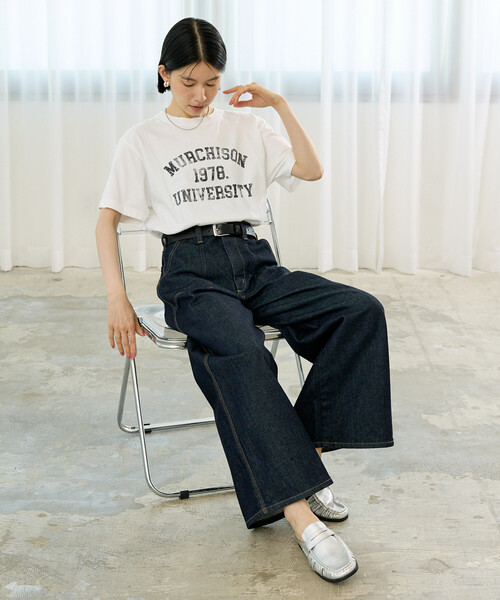 FREAK'S STORE(フリークスストア)の「vintage college logo TEE/ヴィンテージ カレッジロゴTシャツ(Tシャツ/カットソー・レディース・オフホワイト/オレンジ/イエロー・フリ-)」の5枚目の写真
