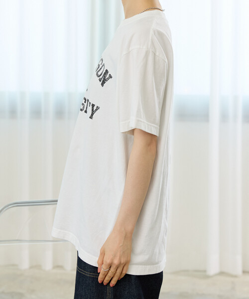 FREAK'S STORE(フリークスストア)の「vintage college logo TEE/ヴィンテージ カレッジロゴTシャツ(Tシャツ/カットソー・レディース・オフホワイト/オレンジ/イエロー・フリ-)」の10枚目の写真