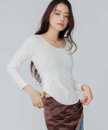 SENEE（セニー）の「open back lace trim tops（オープンバックレーストリムトップス）（Tシャツ/カットソー）」