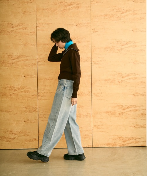 uchi.(ウチ)の「ダブルジップショートニットカーディガン(ニット/セーター・レディース・アイボリー/ブラウン/グレー・FREE)」の7枚目の写真