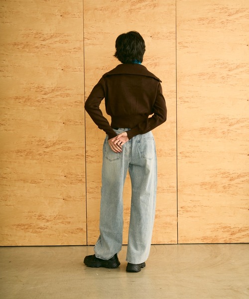 uchi.(ウチ)の「ダブルジップショートニットカーディガン(ニット/セーター・レディース・アイボリー/ブラウン/グレー・FREE)」の8枚目の写真