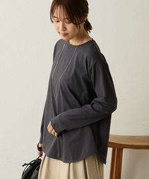 【Aunely】シルケット大人のラウンドクルーネックプルオーバー<YOSOOIシリーズ>