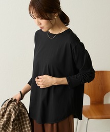 【Aunely】シルケット大人のラウンドクルーネックプルオーバー＜YOSOOIシリーズ＞