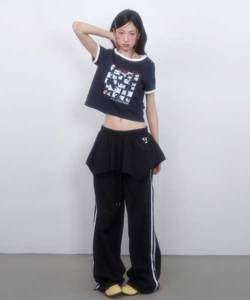 LMR(エルエムアール)の「レイヤードトラックナイロンスカートパンツBLACK(その他パンツ・レディース・ブラック・SMALL/MEDIUM)」の1枚目の写真