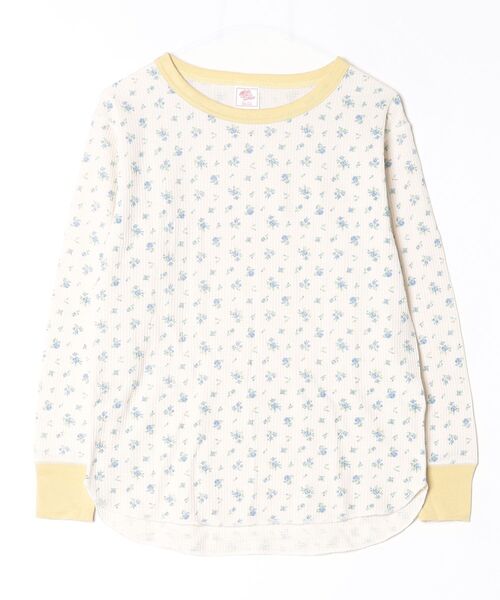JEMORGAN(ジェーイーモーガン)の「"04"≪JEMORGAN≫パックT ワッフル クレリック 花柄 長袖Tシャツ(Tシャツ/カットソー・レディース・ブルー系2/ライラック系1/ピンク系1/ブルー系1・FREE)」の2枚目の写真