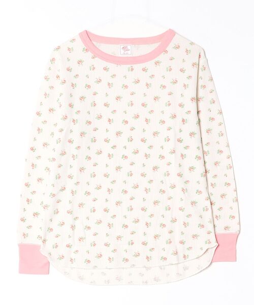 JEMORGAN(ジェーイーモーガン)の「"04"≪JEMORGAN≫パックT ワッフル クレリック 花柄 長袖Tシャツ(Tシャツ/カットソー・レディース・ブルー系2/ライラック系1/ピンク系1/ブルー系1・FREE)」の4枚目の写真